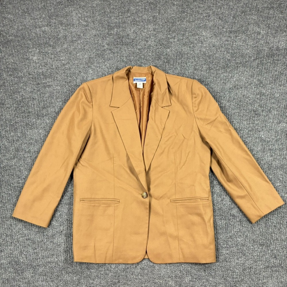 Vintage Pendleton Womens Size 14 Tan 100% Virgin Wool Blazer Jacket Made USA